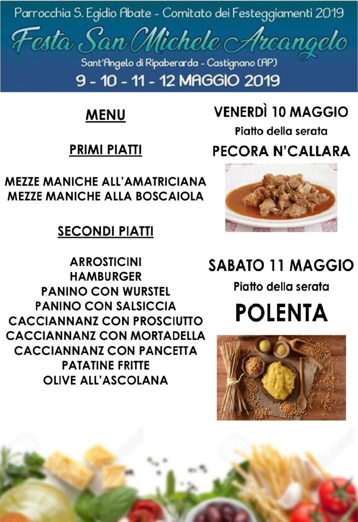 Ripaberarda Festa di San Michele Arcangelo 2019 - Menù